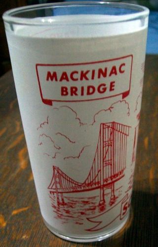 Vintage Michigan Souvenir Glass Mackinac Bridge Tahquamenon Falls Soo Locks