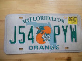 Us License Plate Expired Florida " J54 Pyw " Orange County