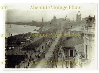 Old Chinese Photograph Shanghai Bund From The Palace Hotel China Vintage 1914