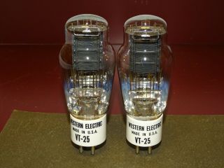 Pair,  Western Electric Type Vt - 25 Radio/audio Output Tubes,  Porcelain Bases