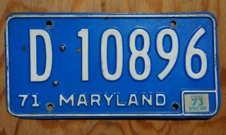 1973 1974 1975 Maryland Dealer License Plate - - With Registration