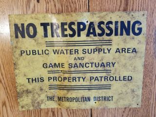 1950s No Trespassing Public Water Game Sanctuary Metal Sign Hunt Duck Pheasant
