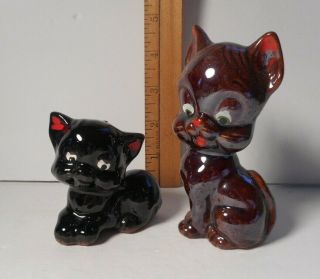 Vintage Redware Pottery Cat/kitten With Red Ears,  Nose & Mouth Japan