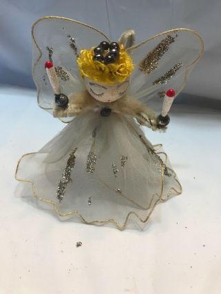 Large Vintage Tulle/spun Cotton/chenille Angel Ornament Japan 7m