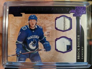 2019 - 20 Ud Artifacts Brock Boeser Horizontal Dual Patch Purple 3 - Color 2/3