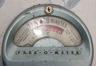 Park - O - Meter 30 Minute Parking Meter Nickels Dimes No Keys Vintage 3