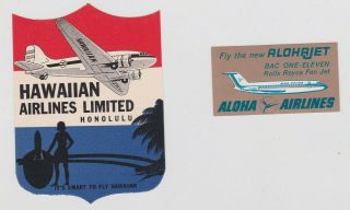 Hawaiian Airlines Limited Honolulu & Aloha Airlines Vintage Luggage Labels Mnh