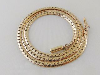 Krementz 14k Gold Plated Herringbone Chain Necklace 18 " Signed Vintage Euc