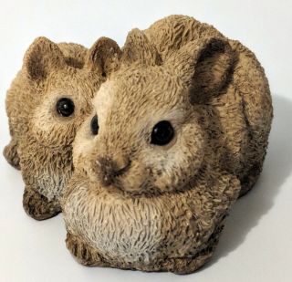 Stone Critters Rabbit And Baby Vintage Sc - 493 Bunny & Baby Collectable Figurine