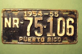 Puerto Rico Non Resident License Plate - 1954 - 55