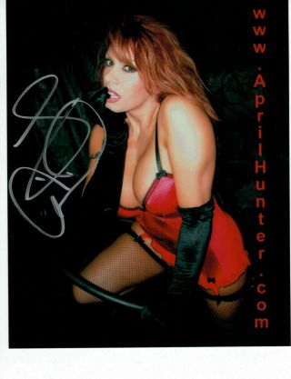 Wrestling 8x10 Sexy Color Posed April Hunter Autographed
