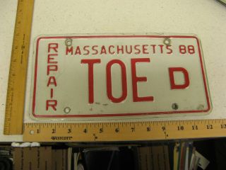 Massachusetts Ma Mass Repairer Repair Dealer License Plate Toe D Foot Vanity
