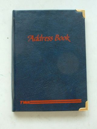 Vintage Twa Trans World Airlines Pocket Address Book A - Z Indents,  Board Cover,