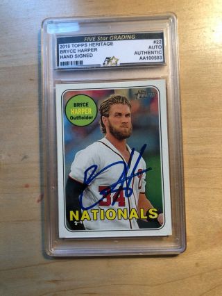 Bryce Harper Hand Signed Auto Authentic Topps Heritage 2018 Nationals