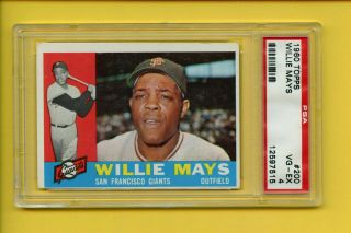 1960 Topps 200 Vintage Baseball Card Giants Hofer Willie Mays Psa 4 Vg - Ex