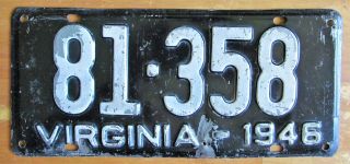 Virginia 1946 Single Plate Year License Plate 81 - 358