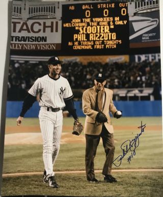 Phil Rizzuto With Derek Jeter Hand Signed 11x14 Photo.  York Yankees Hof