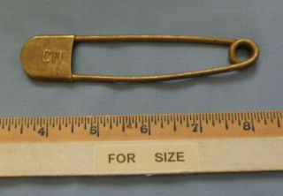 Vintage Large Brass Safety Pin Stamped Ch Laundry Horse Duffle Bag
