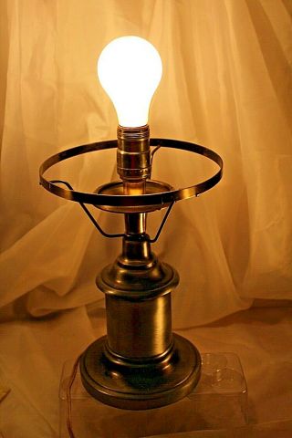 Vintage Gone With The Wind Styled Pewter/silver Metal Hurricane Table Lamp P1