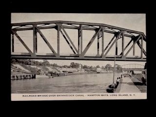 C1952 Railroad Brdg,  Shinnecock Canal,  Hampton Bays,  Ny Vintage Picture Postcard