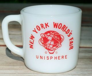 Vtg York Worlds Fair Unisphere Federal Glass Coffee Mug Anchor Hocking