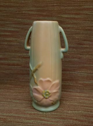 Vintage Weller Dogwood Flower Vase Peach And Pale Green 8 " Tall