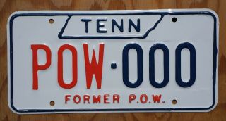 1976 Tennessee Pow Sample License Plate - Former Prisoner Of War Veteran