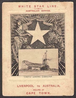 White Star Line Ss Persic Christmas Day Folding Dinner Menu 25th Dec 1913
