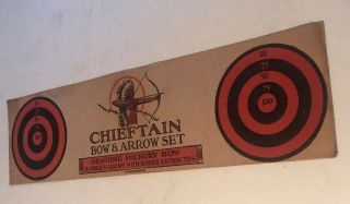 Vintage Chieftain Bow And Arrow Set Cardboard Sign