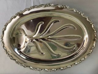 Vintage Wm A Rogers Footed Meat Serving Tray Platter Silver Plated