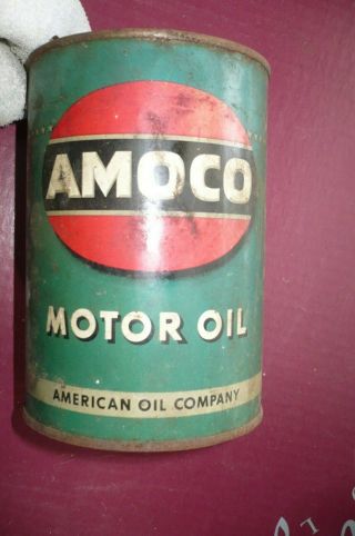 Vtg Amoco Motor Oil Can American Oil Company 1940 
