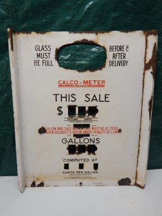 Vintage,  Old Calco - Meter Porcelain Gas Pump Face Early Style