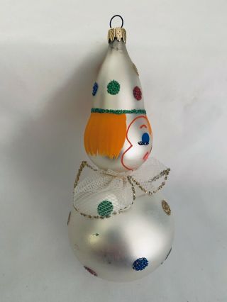 Vintage Glass Christmas Ornament CLOWN With Ruffle Neck Columbia 2