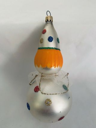 Vintage Glass Christmas Ornament CLOWN With Ruffle Neck Columbia 3