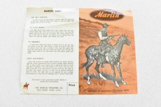 Marlin 336c Firearms Parts List Card January 1966 Instructions Shotgun Gun Rifle