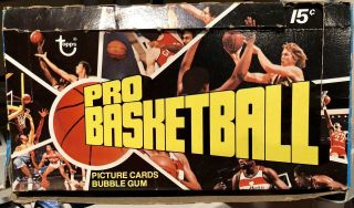 1976 - 77 Topps Basketball Wax Pack Empty Box - Size Jumbo Cards Lid Attached