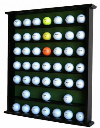 49 Golf Ball Display Case Cabinet Rack Wall Shelves,  No Door,  Black