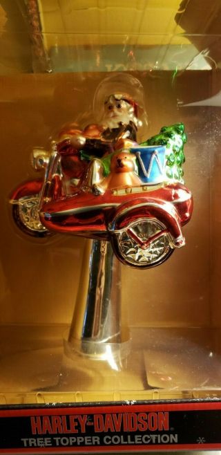 Harley Davidson Christmas Tree Topper Santa Sidecar North Pole Motorcycle 9 "