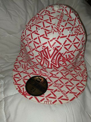 York Yankees 7 5/8 Hat Cap Red And White Fitted New?
