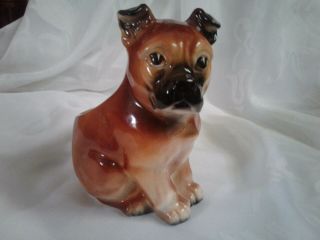 Vintage Ceramic Boxer Puppy Dog Figurine Planter 6 " Tall Napco Japan