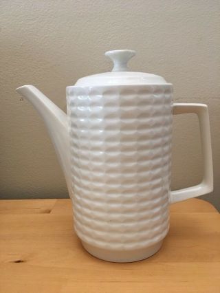 Vintage White Rippled Coffeepot Tharaud Designs Ceramite By Myott England