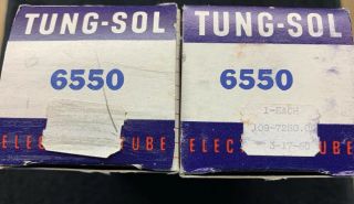 2 NOS NIB Matched Tung - Sol 6550 Black Plate Audio Tubes USA 1960 2
