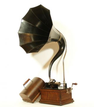 Minty,  All - 1910 Edison Fireside Phonograph W/cygnet Horn 2/4 Minute