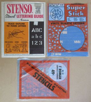 Vintage Stencils & Stickers Numbers Upper & Lower Case Letters Dennison Stenso