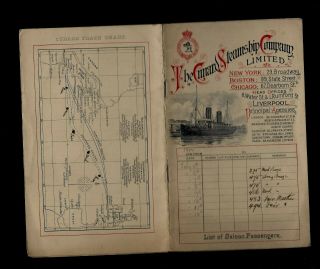 1902 Steamboat Schedule & Map - Cunard Rms Lucania York To Liverpool