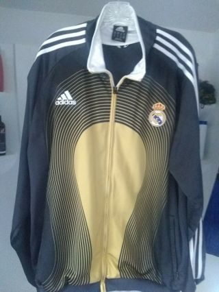 Unique Mens Real Madrid Adidas Warm - Up Jacket W/ Sewn Patches And Pockets Size