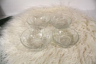 Vintage Eapc Anchor Hocking Star Of David Small Clear Glass Serving Bowls Set/4