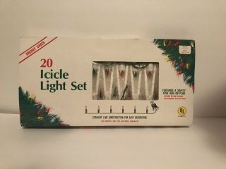 Vintage 20 Icicle Light Set Mulitcolored Flashing/non - Flashing Revco