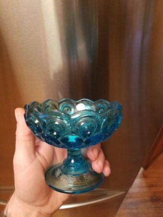 Vintage L.  E.  Smith Blue Moon And Stars Candy Compote Footed Dish