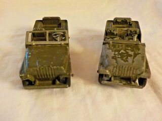 2 Vintage Tootsietoy Army Jeeps 1/4 Ton M38 Made In Usa Metal